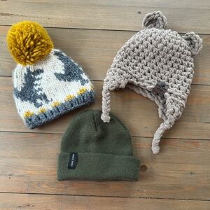 Cozy Baby Knit Hat Set - Yellow, Gray, Green